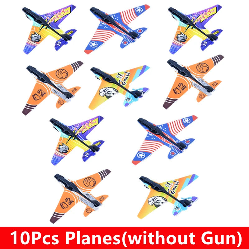 Airplane Launcher Toys for Kids Summer Outdoor Catapult Gun Foam Glider Flying Plane Toy  Game Gifts for Boys Novelty & Gag Toys