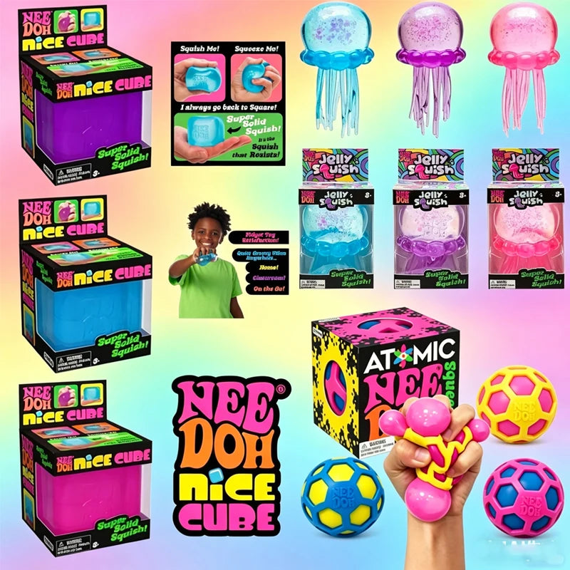 NeeDoh Squishy Schylling Atomic ///Stress Relief Ball Squishies Blind Box Party Gift Stress Relief Toy Sensory NeeDoh Fidget Toy