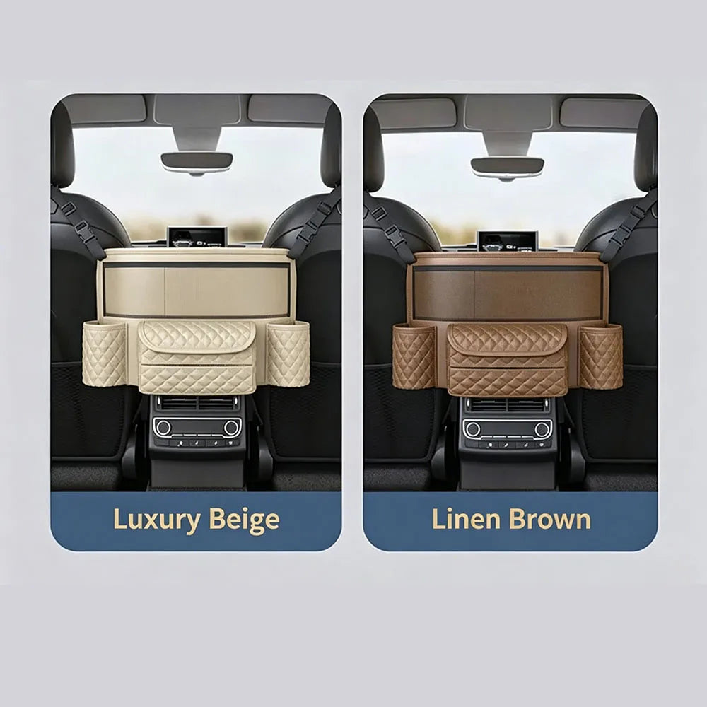 Car Storage Bag Nappa Leather Car Storage Bag between the Center Console and Seat Backrest Bag Multi-Functional Storage Bag