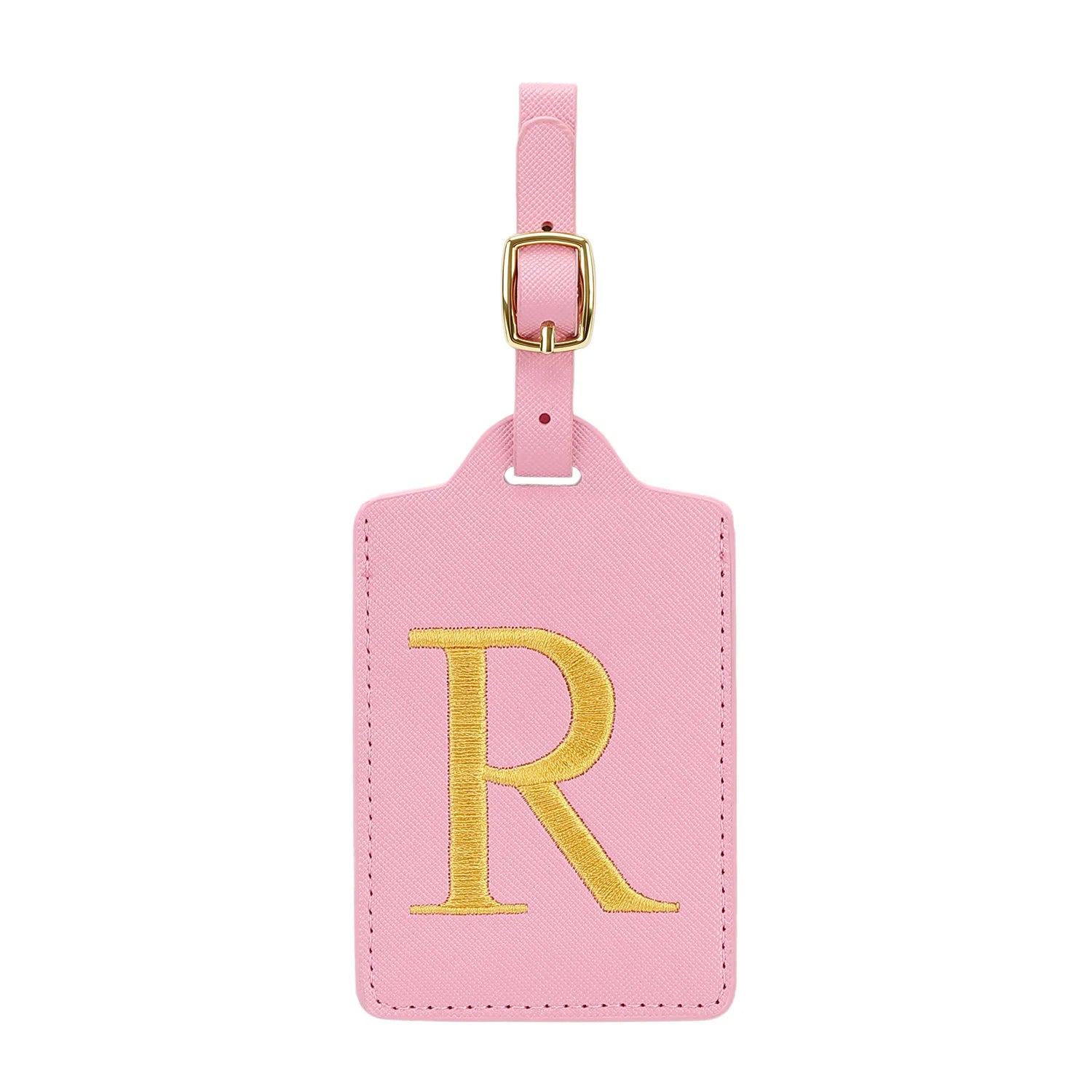 MIYIN 26 letters Luggage Tags for Suitcases PU Leather Privacy Protection Bag Tags Travel Accessories Essential, Pink