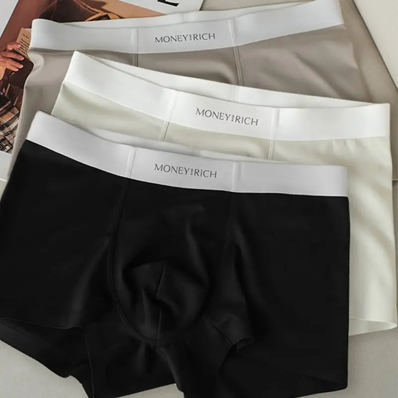3PCS Men's Underwear 7A Bacteriostatic Cool Feeling Teenager Seamless Large Size Nude Comfortable Underwear Men
