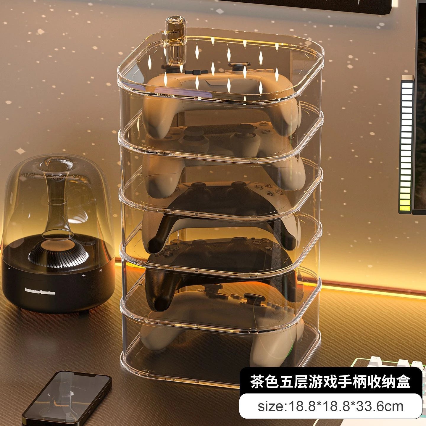 Controller Stand Storage Box,Large Capacity Multi-layer Game Console Card Holder Organizer for Desktop Display Home Storage