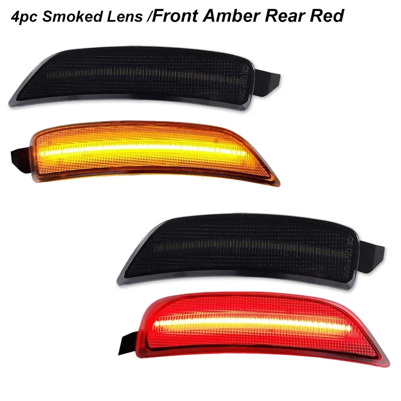LED Side Marker Lights Assembly Smoked Lens for 2016-2023 Mazda MX-5 Miata ND Front Amber & Rear Red Fender Side Marker Lamp