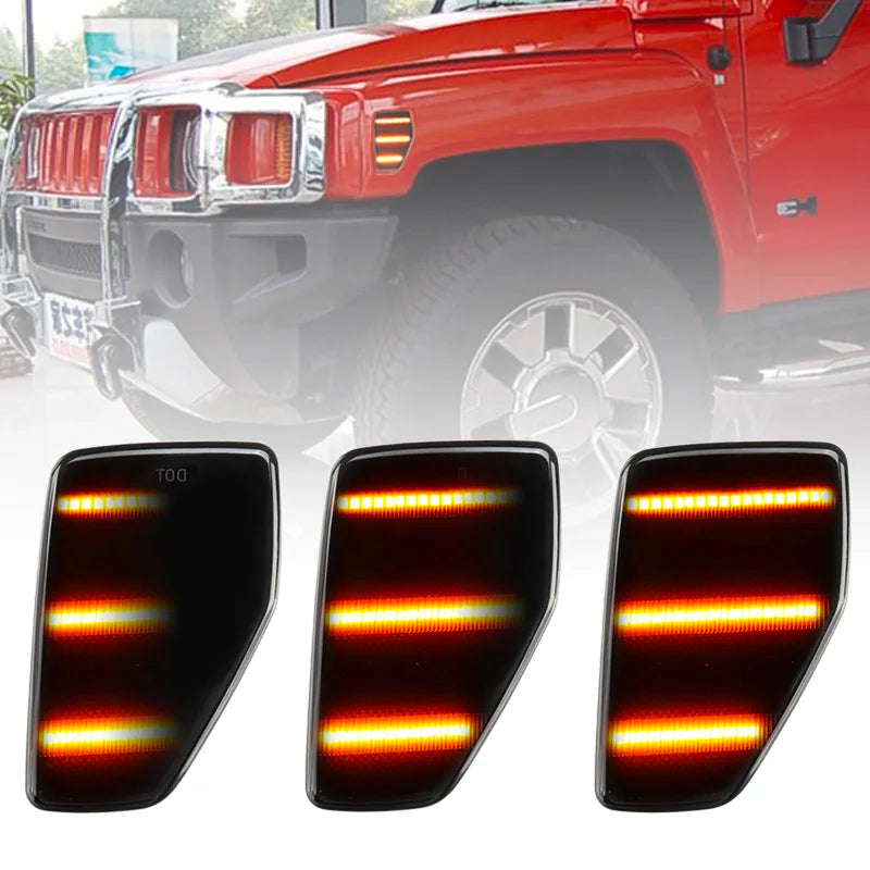 2Pcs For Hummer H3 H3T 2005-2010 Clear & Smoked Lens LED Side Marker Lamp Amber Front Side Fender Turn Signal Lights