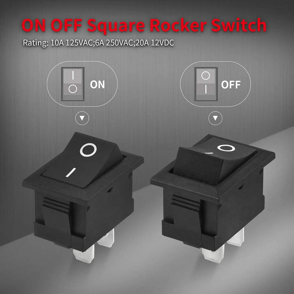 10/20PCS 12V Rocker Switch On/Off 2 Pin 2 Position SPST Car Auto Boat Rocker Toggle Switch AC 6A/250V 10A/125V