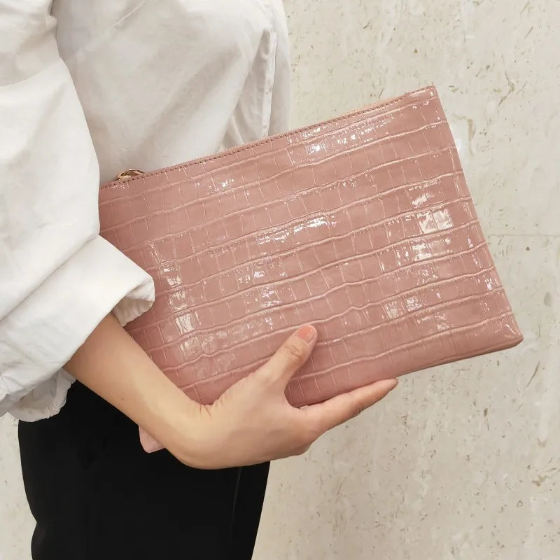 Fashion Crocodile Women Envelope Clutch Bag Ladies Evening Party Large Clutches Handbag PU Leather Alligator Phone Purses Bolsas