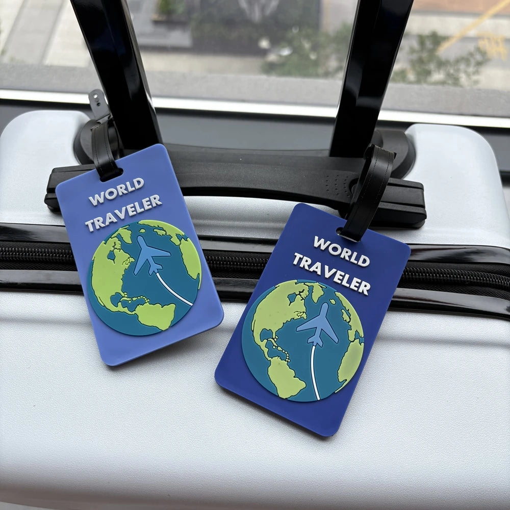 1/2Pcs Earth Style Luggage Tag Pendant Luggage Bag Station Airport Travel Anti-Loss Tag Can Write Information Identification Label
