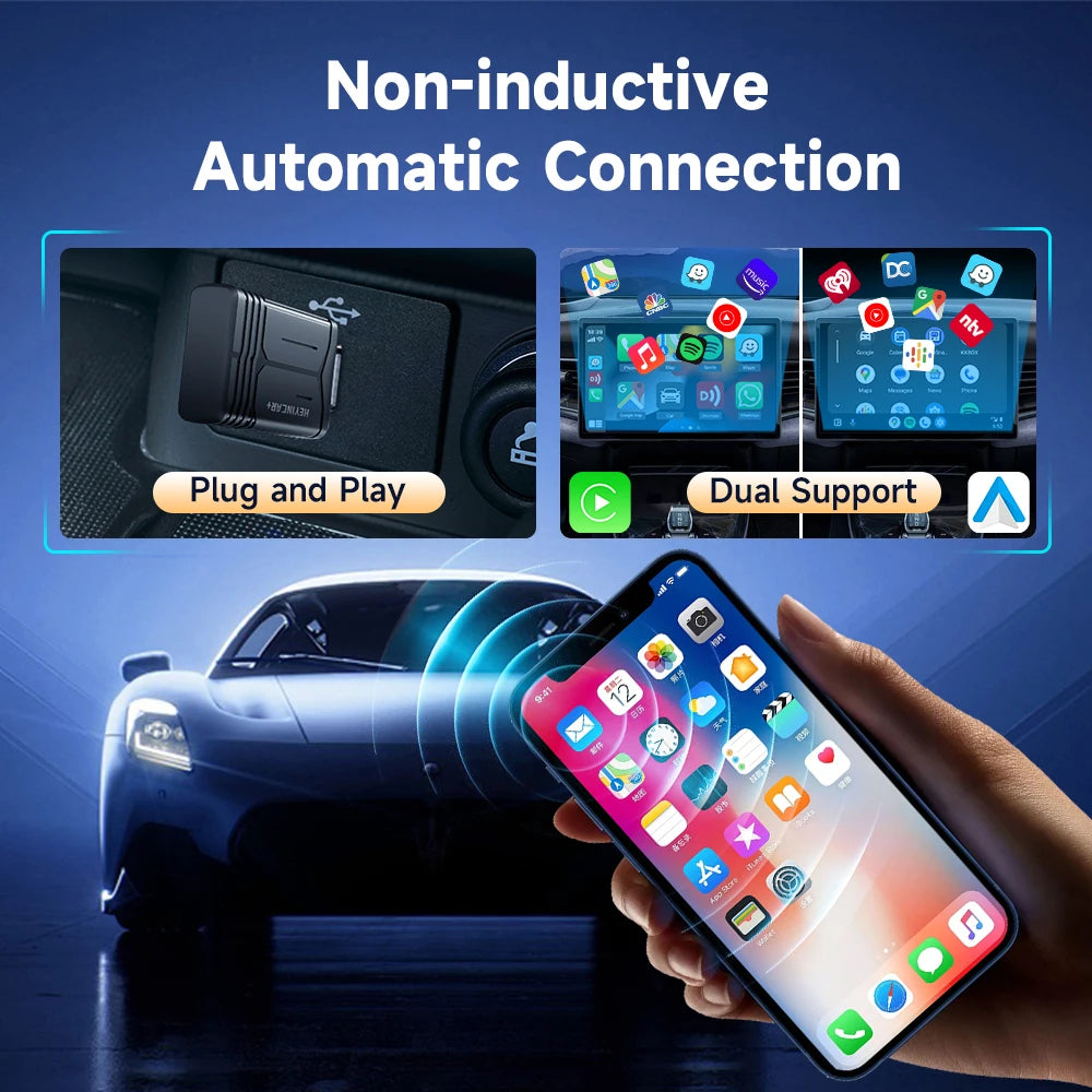 HEYINCAR Wireless CarPlay Dongle Wireless Android Auto Adapter AI Smart Box Car Intelligent Systems For Car With Wired CarPlay