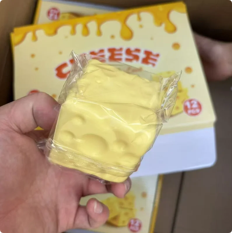 Taba Cheese Cube Stress Ball Non Rebound Shapeable Squeeze Toy Portable Sensory Fidget Toy For Kids Adults Relax