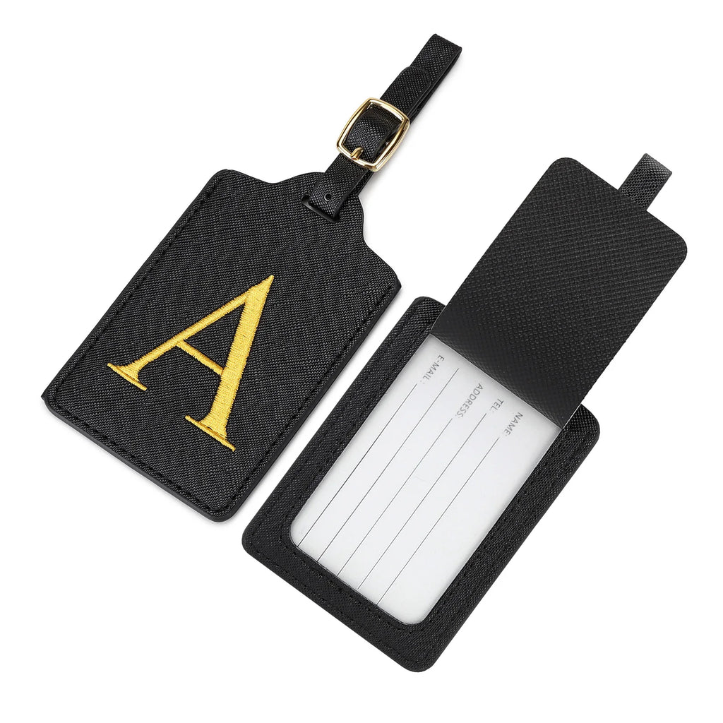 Premium Leather Business Luggage Tag Luggage Address Label Carry-on Luggage Label Name ID and Address Folder Travel Accessories