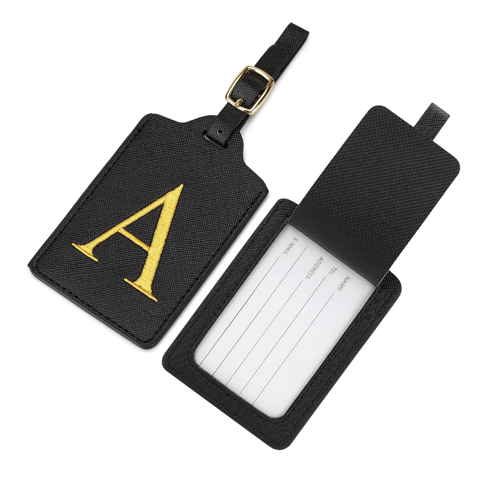 Premium Leather Business Luggage Tag Luggage Address Label Carry-on Luggage Label Name ID and Address Folder Travel Accessories