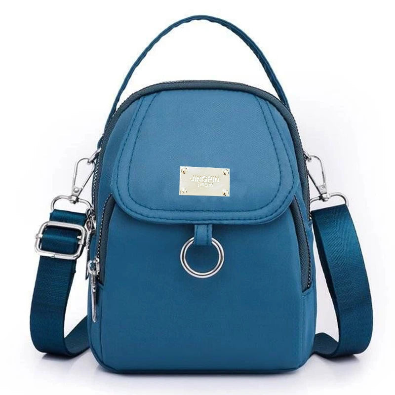 Multi Zipper Oxford Crossbody Bag Lightweight Adjustable Strap Casual Daily Travel Handbag With Top Handle For Everyday Use