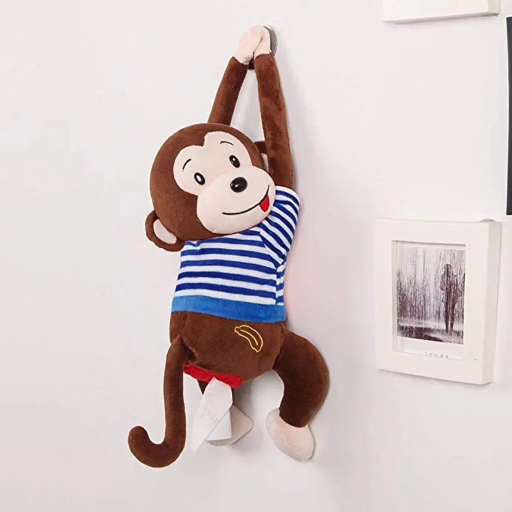 Leather Monkey Car Tissue Box Creative Armrest Box Cartoon Net Red Hanging Seat Rear Car Car Inside Draw Paper Box