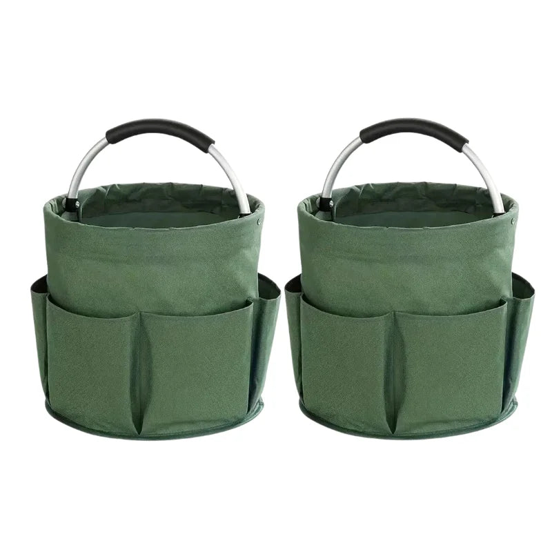 Large Capacity Multi Pocket Storage Bucket Portable Foldable Handheld Garden Tool Bag Outdoor Beach Toy Organizer Tote Basket