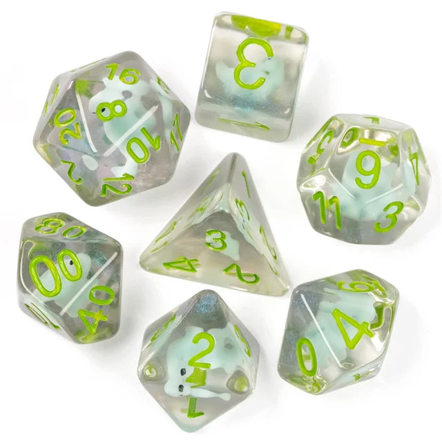 Cusdie Cute Animals DnD Dice Resin D4 D6 D8 D10 D% D12 D20 Polyhedral Dice Set for D&D Pathfinder Role Playing Table Board Games