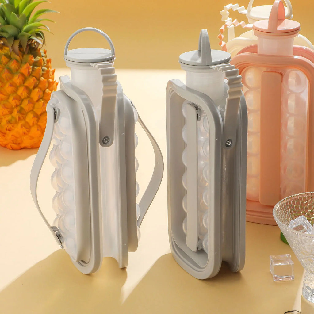 2-in-1 New Ice Hockey Pot Making Silicone Portable Cold Drink Ice Cup Ice Ball Molds Collapsible Ice Maker Home Travel