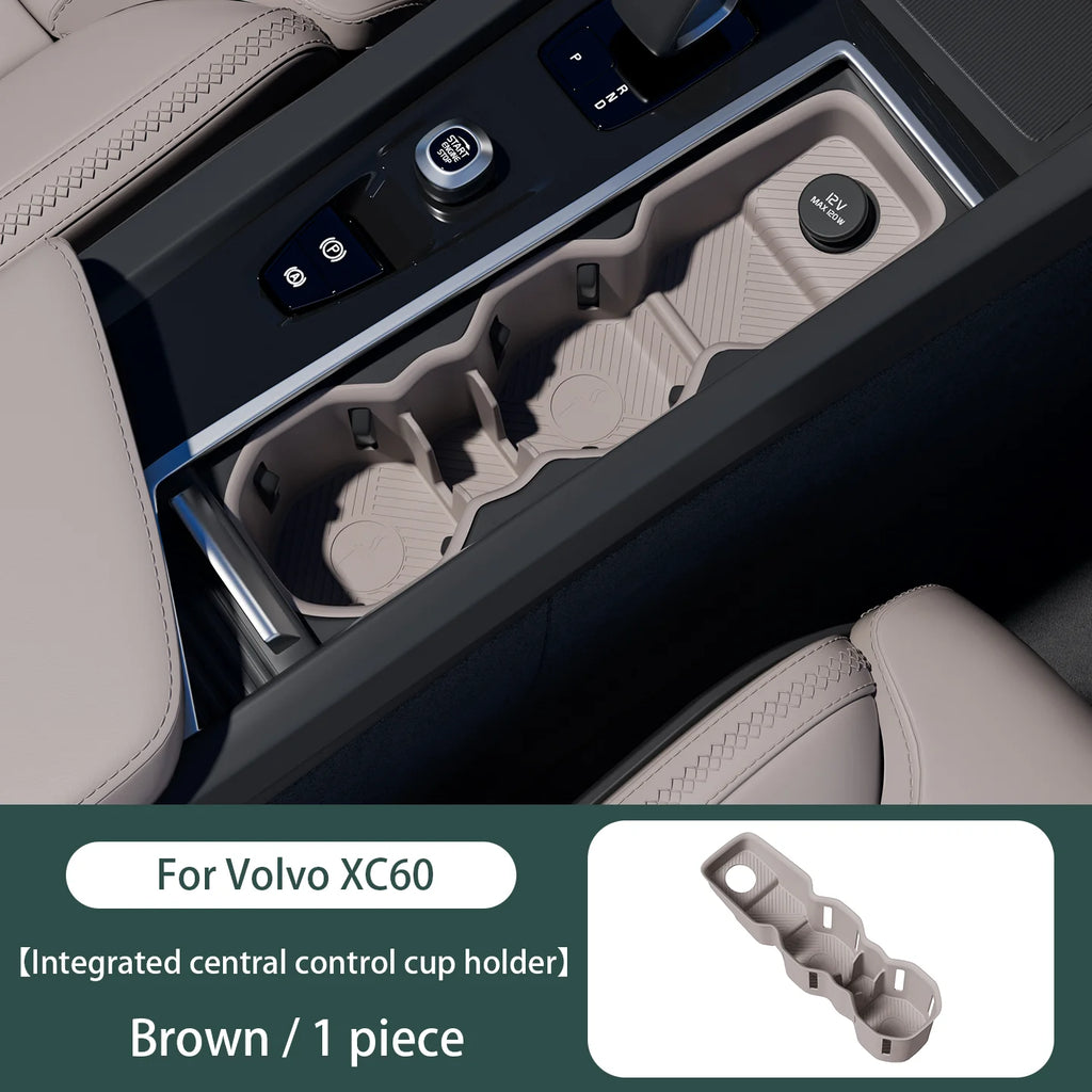 For Volvo XC60 Integrated Center Console Full-Cover Cup Sleeve Silicone Mat Car Storage Box Car Interior Accessories