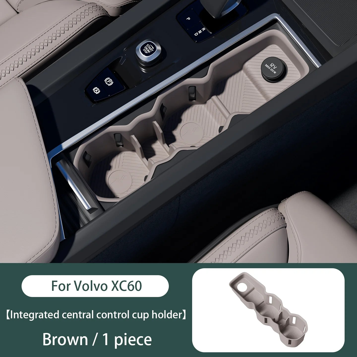 For Volvo XC60 Integrated Center Console Full-Cover Cup Sleeve Silicone Mat Car Storage Box Car Interior Accessories