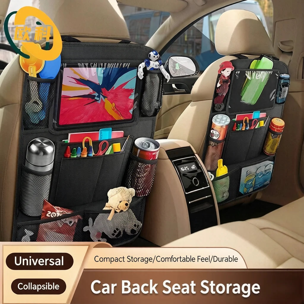 Car Seat Storage Hanging Bag, Back Seat Storage Bag, Rear Seat Oxford Cloth Anti-Kick Tablet Hanging Bag