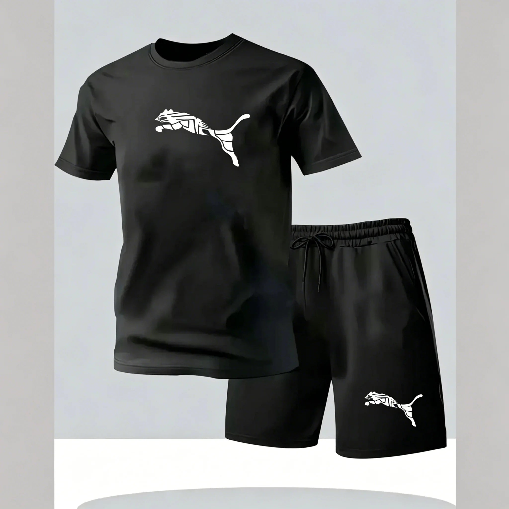 2026 Summer Outdoor Sports Set Men's Fashionable Comfortable Breathable T-shirt Shorts Casual Fashion Two Piece Sports Set