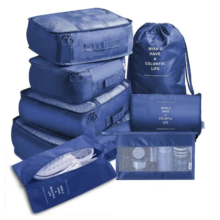 8Pcs Travel Organizer Storage Bags Wardrobe Cube Suitcase Packing Cubes Set Storages Luggage Clothes Shoe Pouch Folding