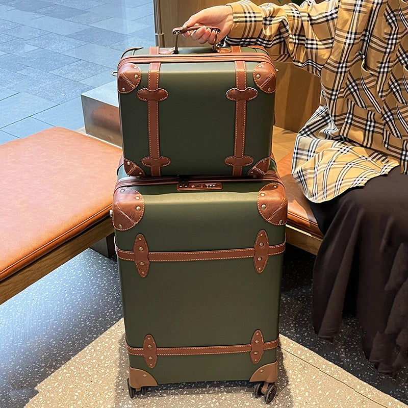 Retro 20-inch carry-on suitcase 28-inch large-capacity rolling luggage handleable luggage, internet sensation travel luggage