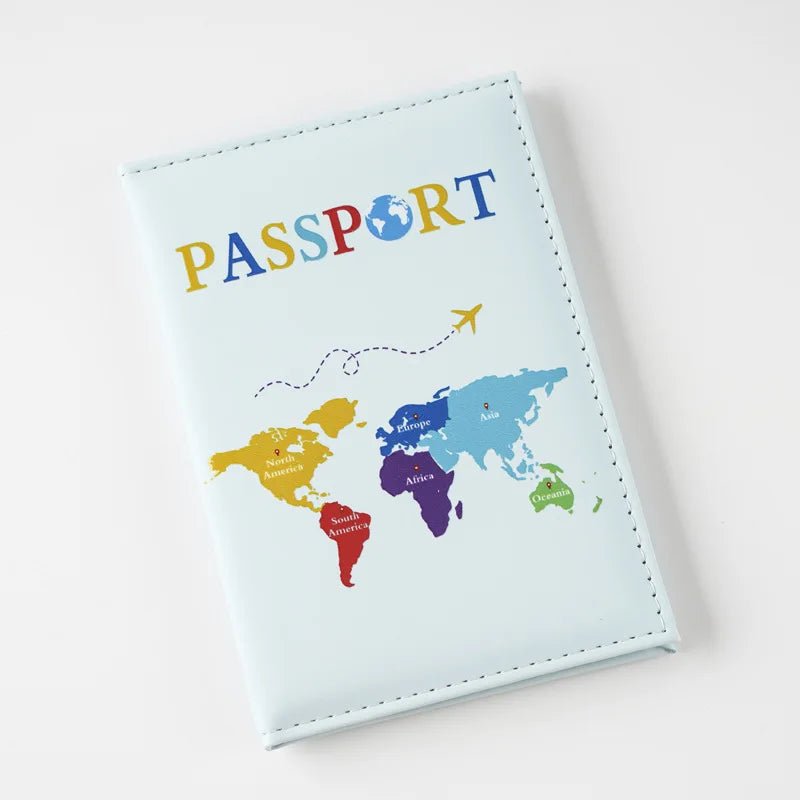 2025 New Color Letter Map Printed Passport Holder Passport Cover Ticket Clip Passport Wallet Travel Wallet ID Card Holder Unisex