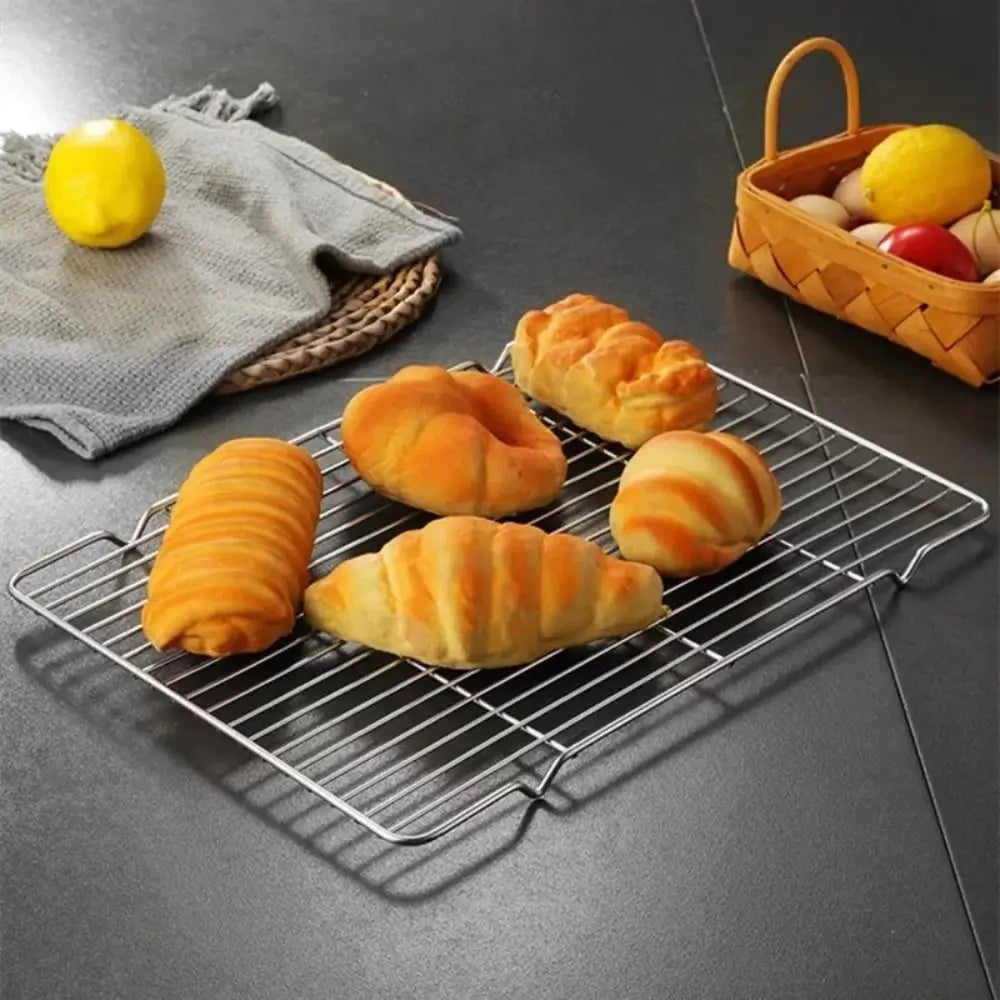 New Stainless Steel Cooling Rack Non-stick Silver Baking Tray Barbecue Cooking Mesh Shelf