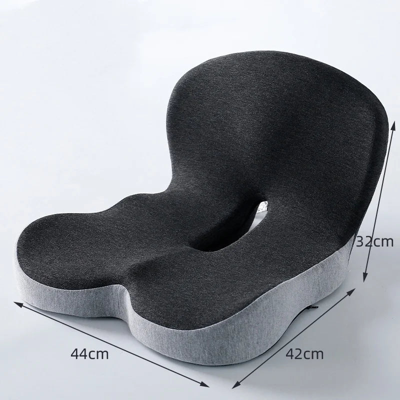 Integrated Memory Foam Seat Back Cushion Ergonomic Butt & Lumbar Support Pillow Washable Cover for Office Chair Car Long Sitting