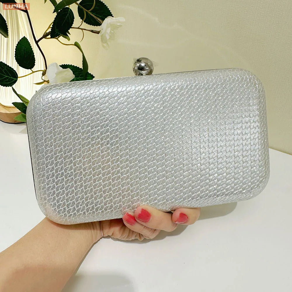 Evening Bags Vintage Metallic Box Bag Gold Silver Luxury Clutch Dinner Bag Hard Case Crossbody Purse for Party Wedding Gathering