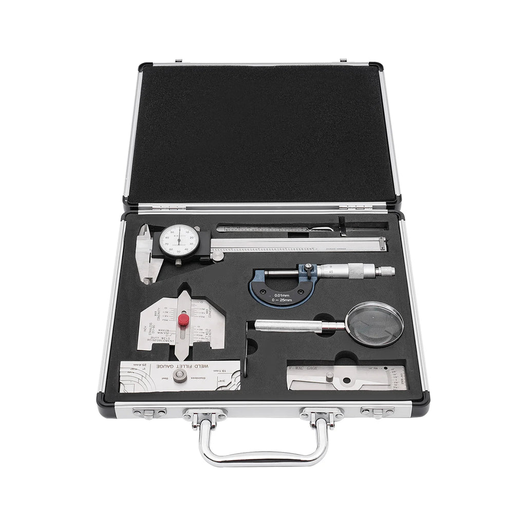 Weld Inspection Gauge Set 7-Piece, Stainless Steel Welding Inspection Tool Kit, Bevel Angle Height Width Measurement for Boiler Bridge