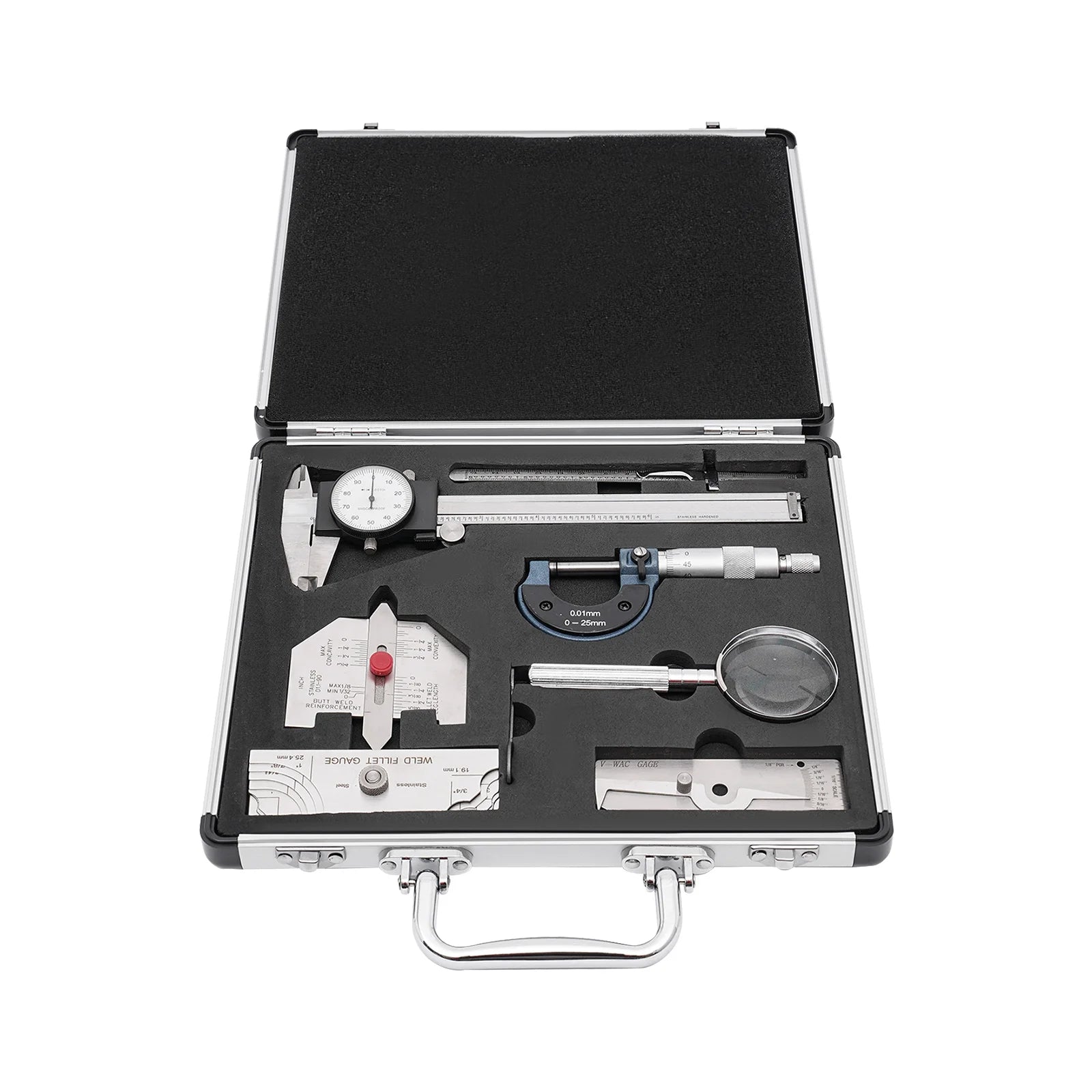 Weld Inspection Gauge Set 7-Piece, Stainless Steel Welding Inspection Tool Kit, Bevel Angle Height Width Measurement for Boiler Bridge