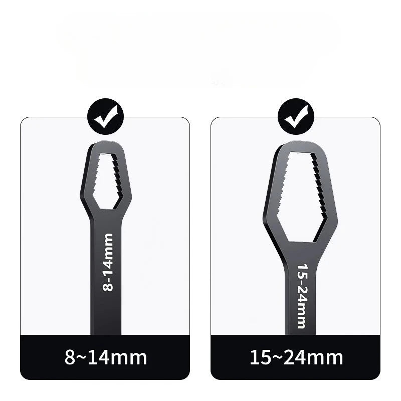 1pcs Universal Double Ended Wrench, Self-Tightening 8-22mm Screw Nuts Repair Wrench Adjustable Double-Headed Ratchet Spanner ﻿