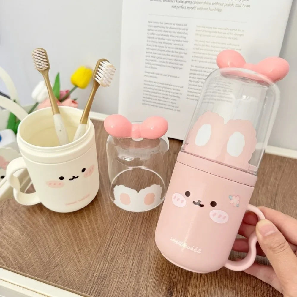 Cute Cartoon Toothbrush Storage Box Portable Mouthwash Cup Plastic Wash Cup for Travel