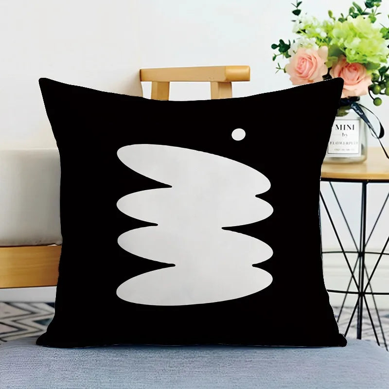 Black and White Ins Style Double-sided Printed pillow cover Short plush Suitable living rooms bedrooms sofas throw cushion cover