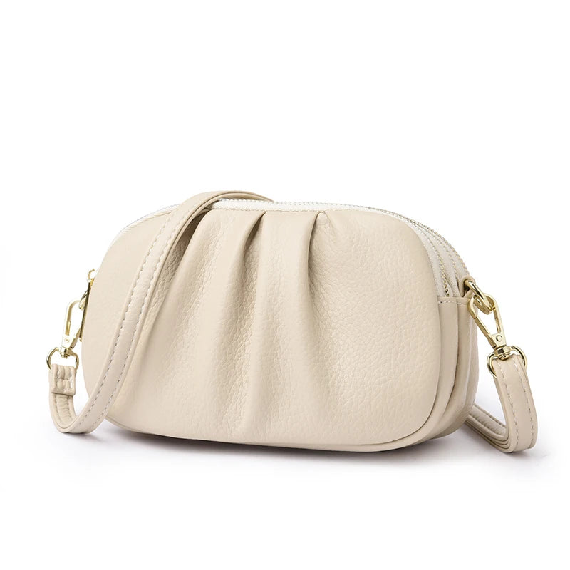 Women's New Style Pleated Crossbody Bag Three Layer Zipper Large Capacity Fashionable Versatile Casual Premium Top Shoulder Bag