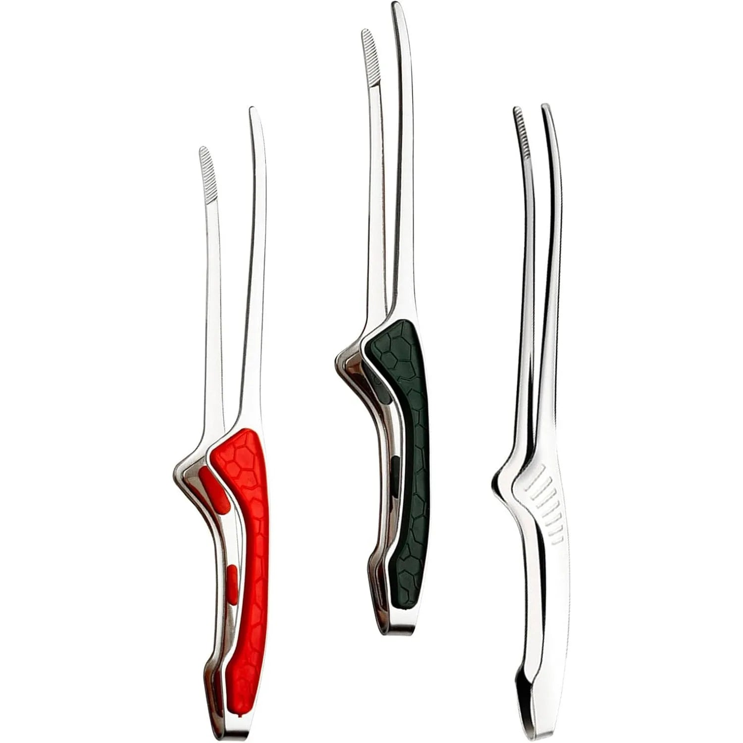 Silver Stainless Steel BBQ Tongs Non Slip Easy Clean Reusable Cooking Utensils for Serving Food Camping BBQ Buffet Oven Tools