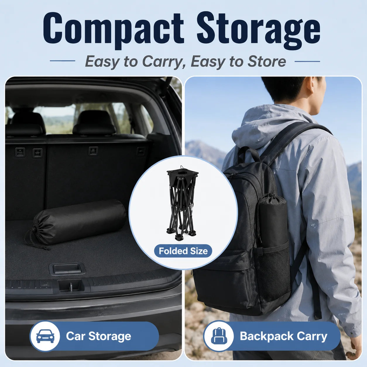 Portable Folding Car Toilet Outdoor Camping Travel Emergency Toilet Lightweight Foldable Seat for Adults Elderly Hiking Fishing