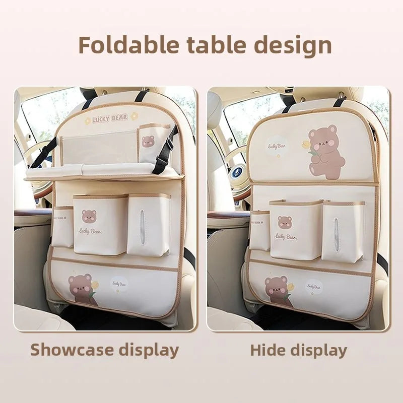 Car Seat Back Organizer - Rear Hanging Storage Bag, Backseat Table Tray, Vehicle Mounted Desk Board