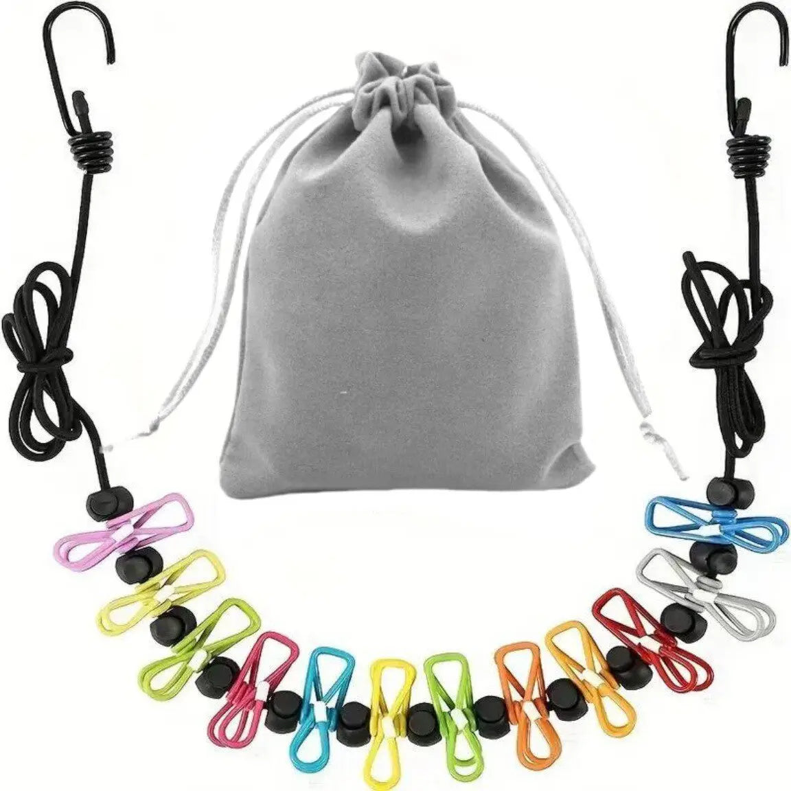 Travel Clothesline Clothes Line with 12 Clothes Clips Corde a Linge Voyage Camper Essentials for Travel/Courtyard/Balcony/Hotel