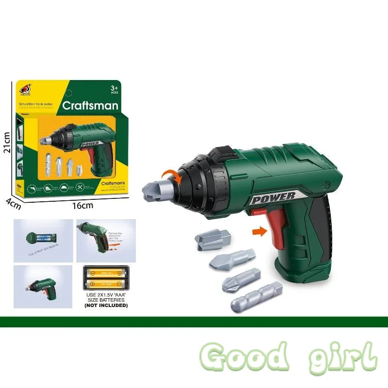 1 Set Toddler Electric Drill Screw Kits Kids Toy Simulation Electric Drill Kit With Real Sounds And Action Construction Tools