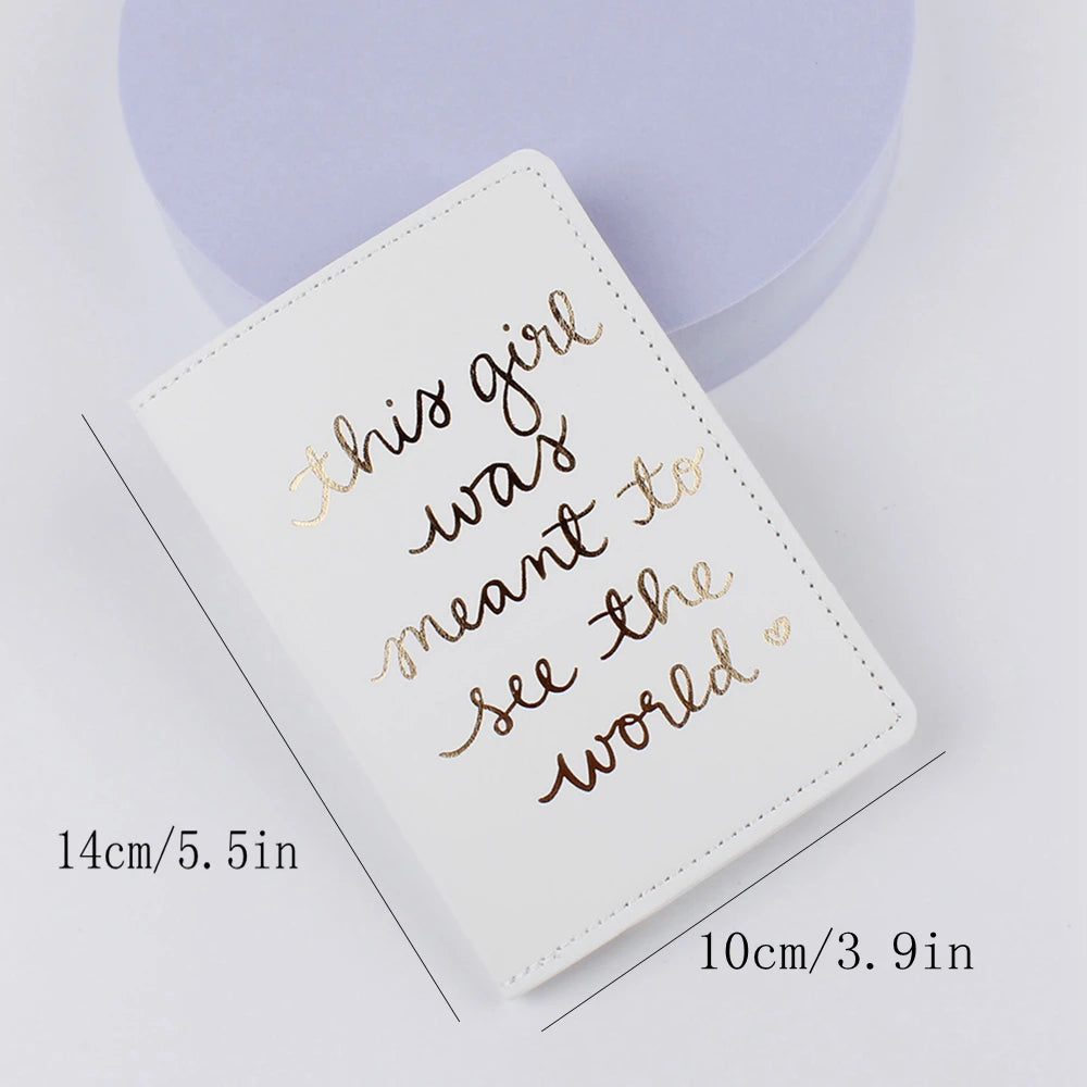 2PCS/Set Letters PU Leather Passport Cover Case Card Holder Lightweight Travel Accessories Wallet Gift For Couples