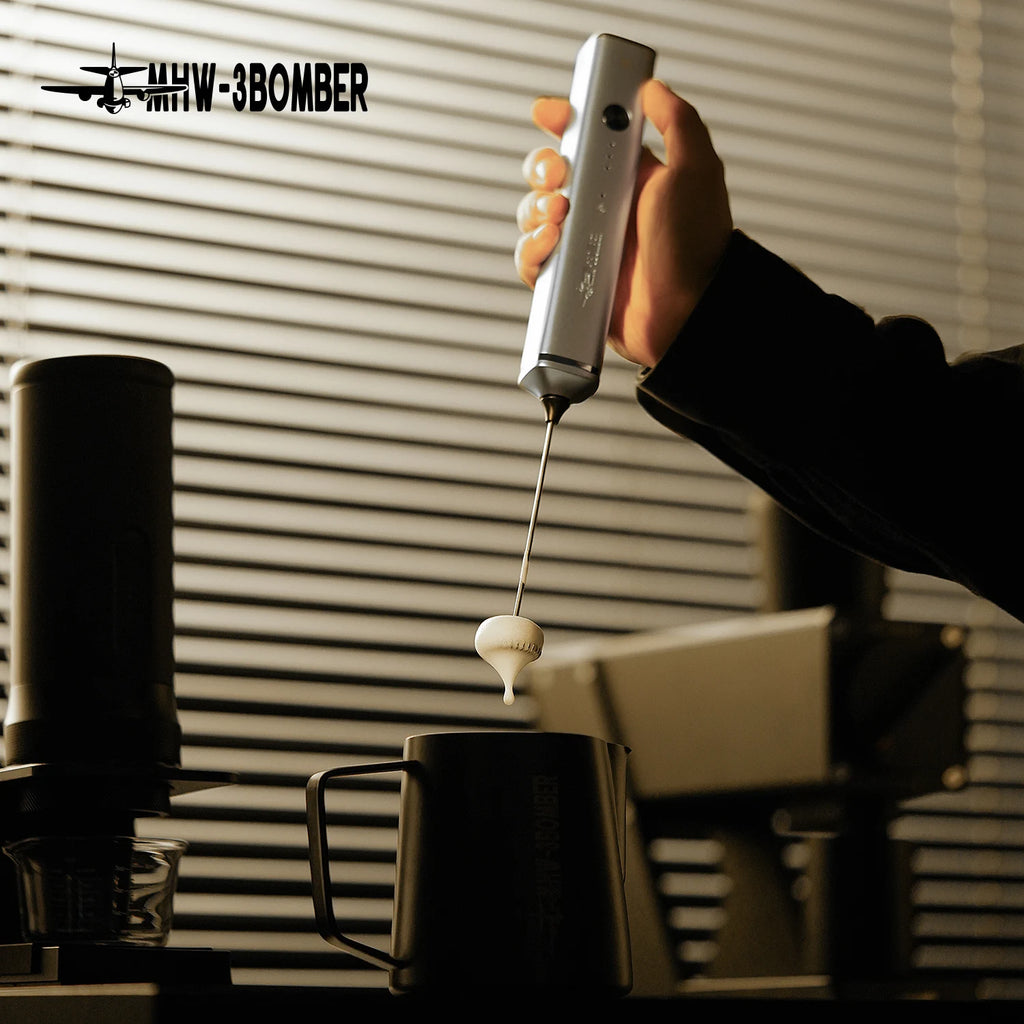 MHW-3BOMBER Electric Milk Frother Dual Whisk Heads Handheld Foam Maker Type-c Rechargeable Coffee Latte Cappuccino Mixer