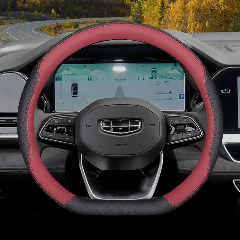 Car Nappa Leather Non-slip Steering Wheel Cover For Geely Emgrand GL GS EV450 Xingyue L S Boyue L Cool Yinhe L7 Xingyao 8 Binrui