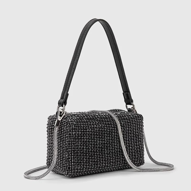 2026 Luxury Rhinestone Pearl Evening Bag for Women | Sparkly Stage Performance Purse | Elegant Dinner Party Clutch Crossbody Bag