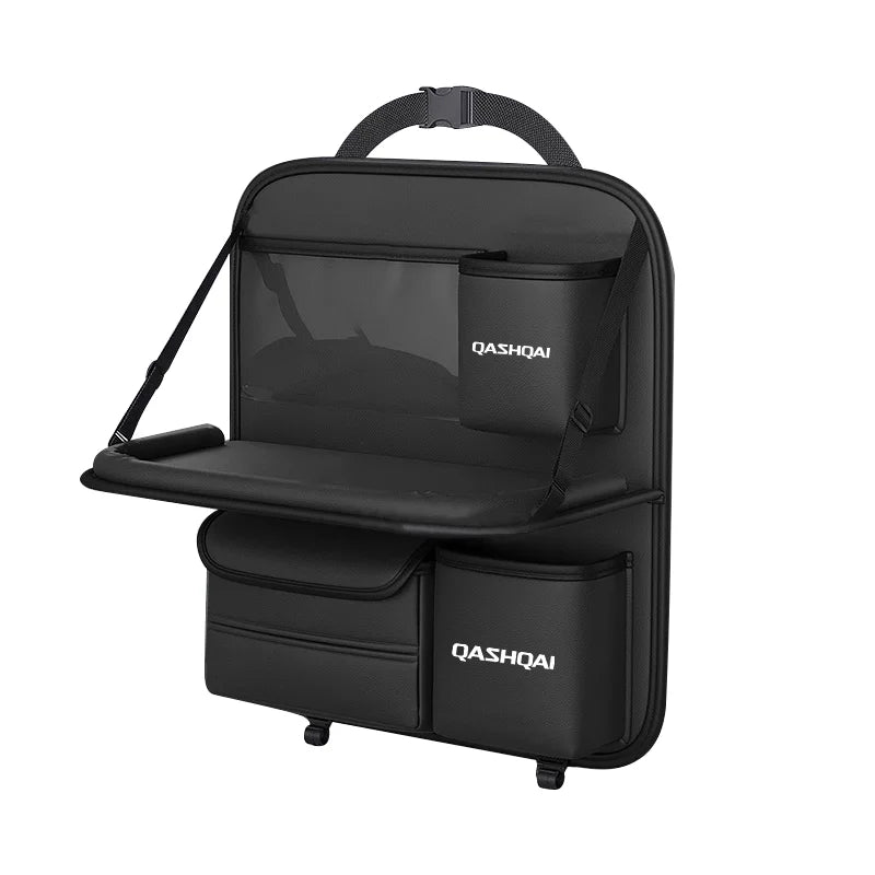 Car Seat Back Organizer Backseat Storage Bag with Foldable Table Tray Tablet Holder Tissue Box For Nissan Qashqai J10 J11 J12