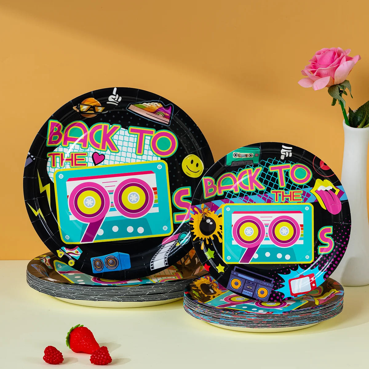10/25/50pcs 90s Retro Disposable Paper Plates, Back to The 90s Party Tableware Supplies