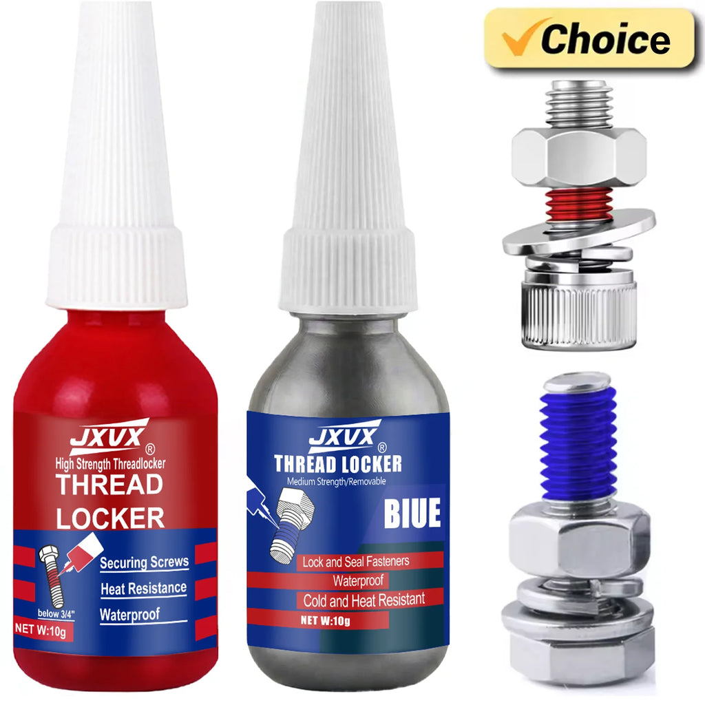 Blue and Red Threadlocker Screw Glue, Fast Curing Thread Fixing Agent, Anaerobic Adhesive, Corrosion Resistant, Anti-Loosening,
