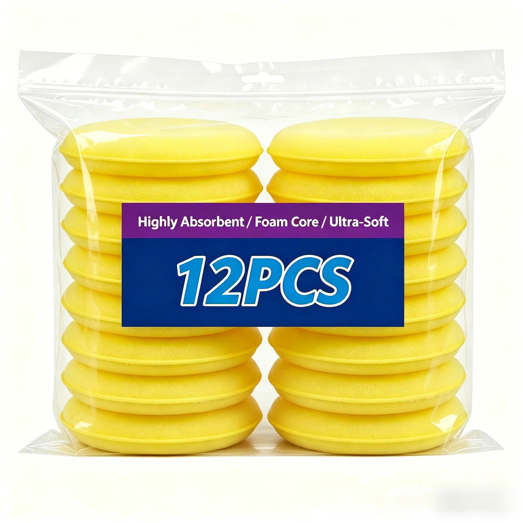 60-12PCS Car Waxing Polish Wax Foam Sponges High Density Detailing Applicator Pad Soft Sponge Detail Washing Car Cleaning Tool
