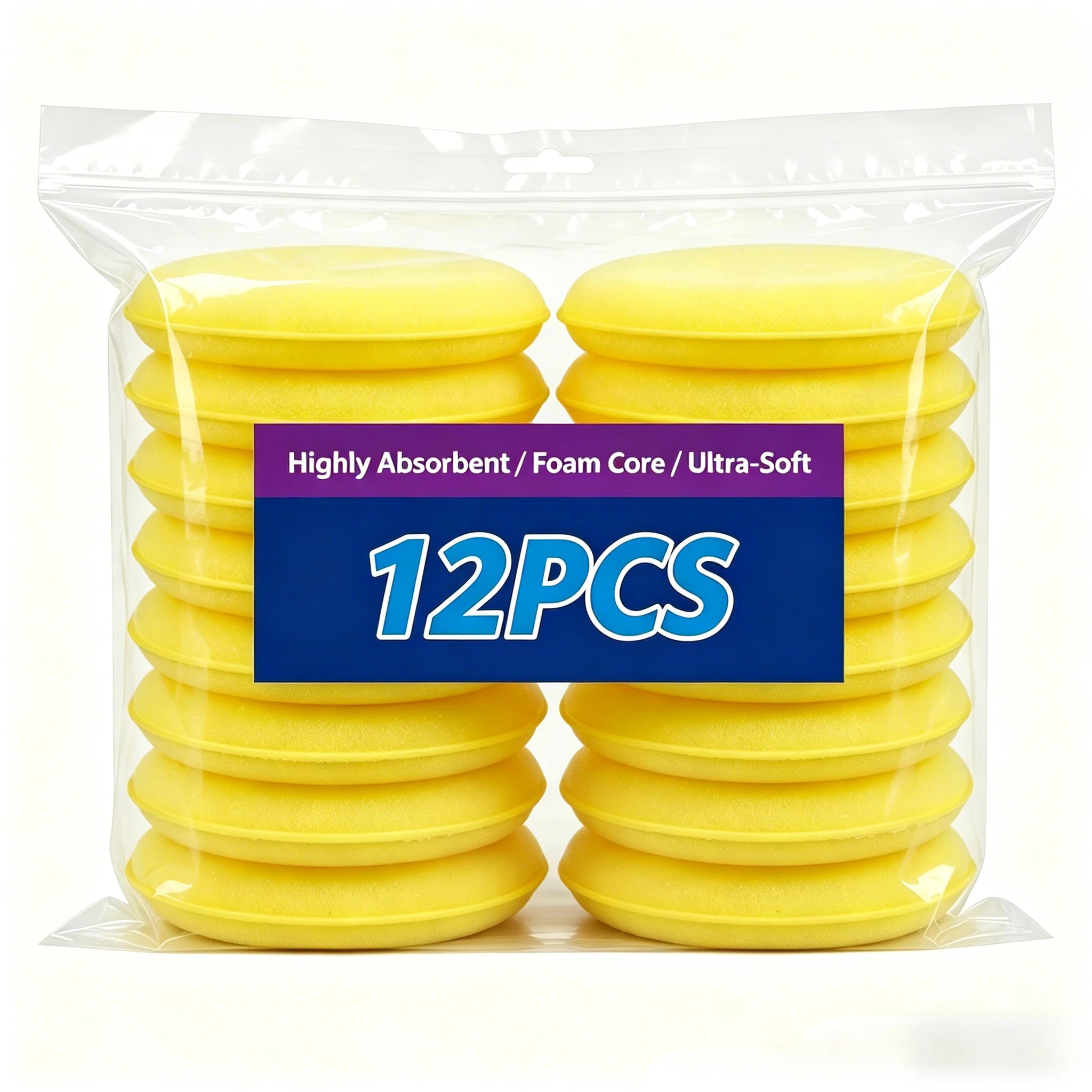 60-12PCS Car Waxing Polish Wax Foam Sponges High Density Detailing Applicator Pad Soft Sponge Detail Washing Car Cleaning Tool